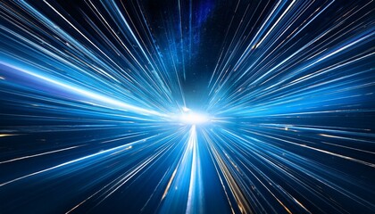 explosion in space blue light trail creative cosmic background hyper jump into another galaxy speed of light