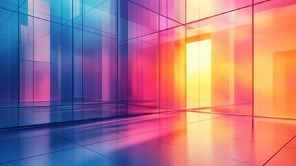 Abstract Colorful Modern Space with Soft Reflection and Light Play