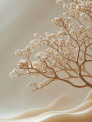 Naklejka premium Delicate branches on a soft neutral background.