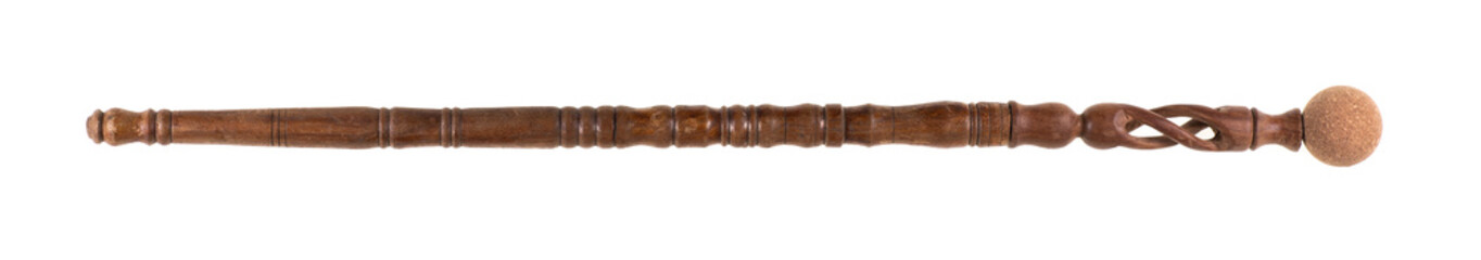 wooden shepherd cane isolated on white background