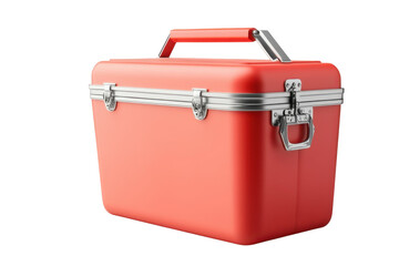Bright red lunchbox on a minimalist background showcasing retro design and functionality isolated on transparent background