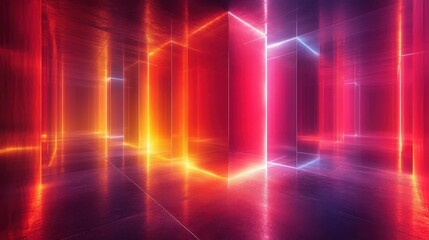 Vibrant Neon Lights in an Abstract Futuristic Space Scene