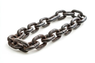 Obraz premium Rustic metal chain lying gracefully on a clear surface, showcasing intricate details and texture isolated on transparent background