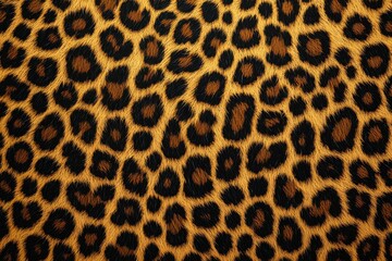 A realistic and detailed close-up of leopard skin, showing the fur's texture and intricate patterns. The image captures the wild beauty of the animal's coat.