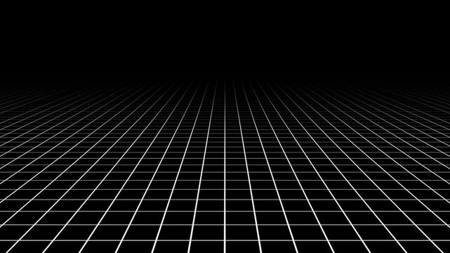 3D infinite floor grid line looping animation background. 4K video animated background for tech, editing, or digital projects.