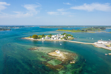 Saint-Cado in Etel in Europe, France, Brittany, Morbihan, Etel, in summer, on a sunny day.