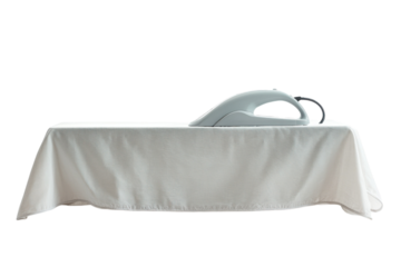 A serene moment of ironing on a pristine white table during a quiet afternoon at home isolated on transparent background