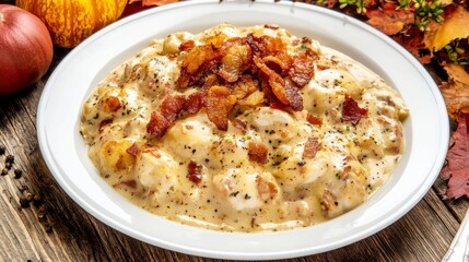 Creamy Comfort Food: A Delicious Fall Dish with Crispy Bacon