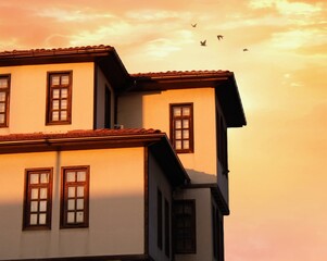 sunset in the old town