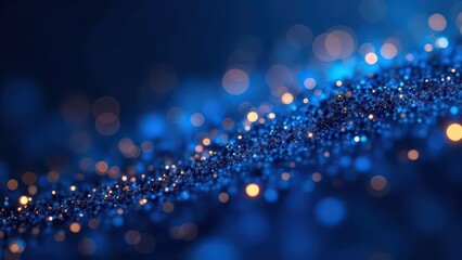 Fototapeta premium Luxury abstract blue background with golden shining glowing glitter particles