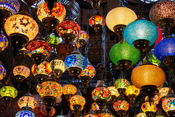 colorful lamps in the market