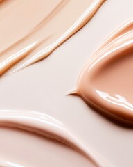 Glossy Beige Cosmetic Cream Texture on Smooth Surface
