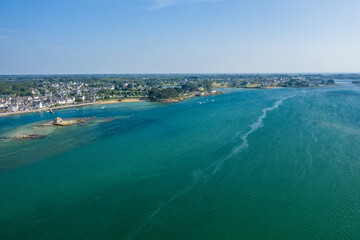 Saint-Cado in Etel in Europe, France, Brittany, Morbihan, Etel, in summer, on a sunny day.