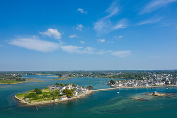 Saint-Cado in Etel in Europe, France, Brittany, Morbihan, Etel, in summer, on a sunny day.
