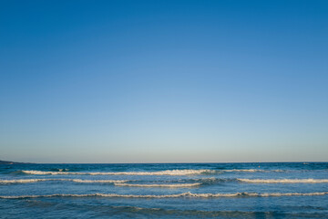 The Mediterranean Sea in San Teodoro in Europe, Italy, Sardinia, San Teodoro, in summer, on a sunny day.