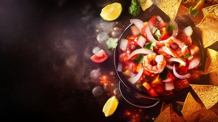 Stunning Shrimp Ceviche with Tortilla Chips - A Vibrant Fiesta Dish