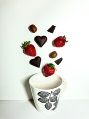 cup  with strawberry and chocolate