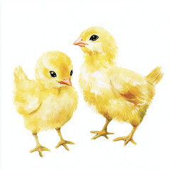 Watercolor little chick. Illustration clipart isolated on white background.