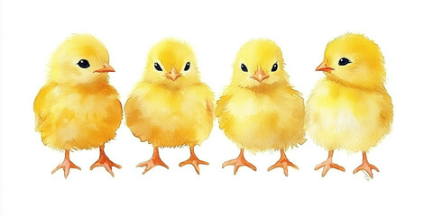 Naklejka premium Watercolor little chick. Illustration clipart isolated on white background.