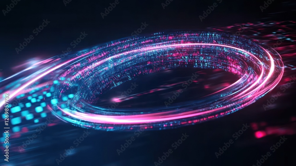 Poster abstract data stream visualizing high-speed network connection