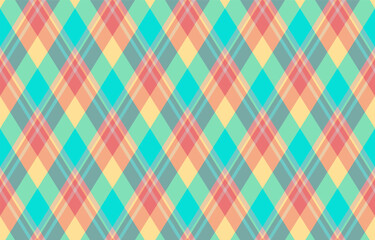 Vibrant pastel plaid pattern in diagonal stripes.  Perfect for textile design, website backgrounds, or cheerful branding.  This seamless texture evokes feelings of joy and optimism.