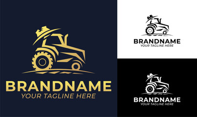Gold Tractor Logo Design Template for Farming, Agriculture, and Landscaping Businesses © Muhammad Usman