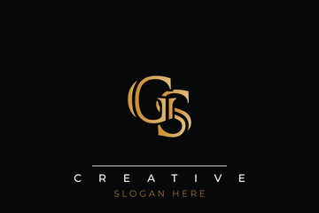 Sophisticated gold GS monogram logo on a sleek black background, ideal for branding, creative design, and luxurious themes.