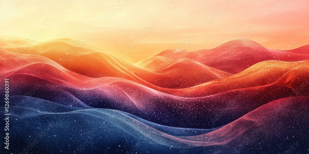 Sticker A serene landscape featuring undulating waves of warm colors, evoking a sense of tranquility and beauty at sunset.