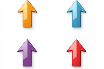 Colorful directional arrows in vibrant hues pointing upwards against a clean background isolated on transparent background