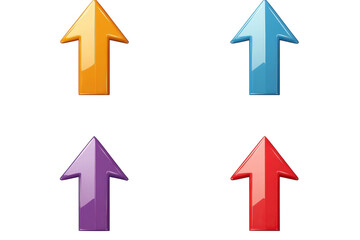 Colorful directional arrows in vibrant hues pointing upwards against a clean background isolated on transparent background