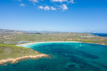 Cala Brandinchi beach in San Teodoro in Europe, Italy, Sardinia, San Teodoro, in summer, on a sunny...