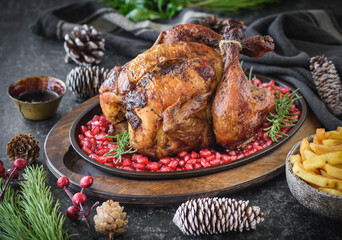 Christmas Roast Chicken with Pomegranate Glaze