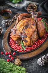Christmas Roast Chicken with Pomegranate Glaze