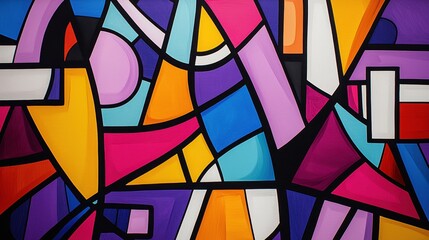 Fototapeta premium A vibrant abstract artwork featuring geometric shapes and bold colors, creating a dynamic visual experience.