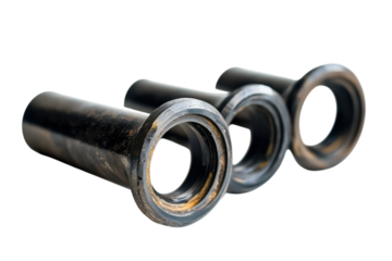 Metal components with a weathered patina showcased against a light backdrop in a minimalist style isolated on transparent background