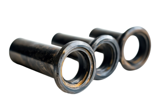 Metal components with a weathered patina showcased against a light backdrop in a minimalist style isolated on transparent background