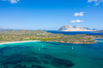 Cala Brandinchi beach in San Teodoro in Europe, Italy, Sardinia, San Teodoro, in summer, on a sunny...
