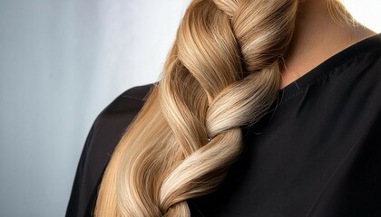 Naklejka premium a detailed blonde braid with smooth flowing strands elegantly styled and cascading down