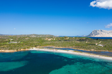 Spiaggia la Salinedda beach in San Teodoro in Europe, Italy, Sardinia, San Teodoro, in summer, on a sunny day.