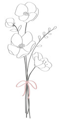 Illustrated vector lined flowers