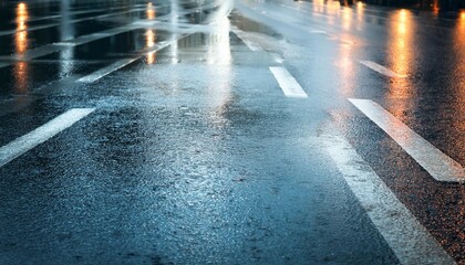 view of the street surface during rain