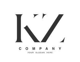 KZ logo design. Initial letter k and z serif font style. Creative classic company name typography. Trendy logotype or identity.