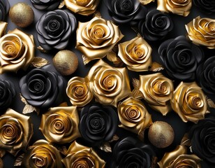 gold and black roses