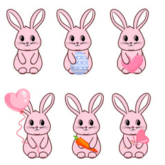 Fototapeta premium Pink rabbits without background vector image