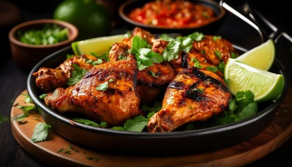 a dish of spicy grilled caribbean jerk chicken