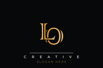 Sophisticated gold LO monogram logo on a sleek black background, ideal for branding, creative design, and luxurious themes.