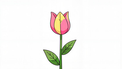 Colorful tulip illustration isolated on white background, floral beauty