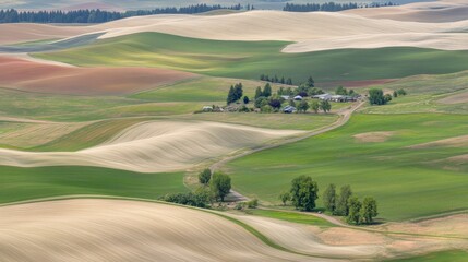 Stunning Aerial View of the Pacific Northwest Farmlands: A Colorful Tapestry of Nature's Art