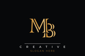 Fototapeta premium Sophisticated gold MB monogram logo on a sleek black background, ideal for branding, creative design, and luxurious themes.