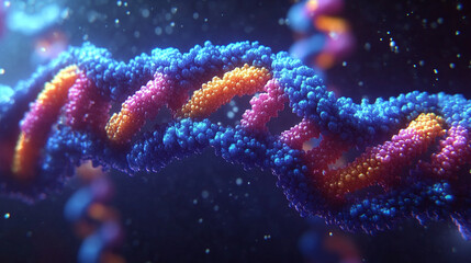 Vivid 3D rendering of molecular structures depicting proteins and enzymes in dynamic biological interactions Symbolizing life sciences innovation and complexity Modern bright tone with blank space

